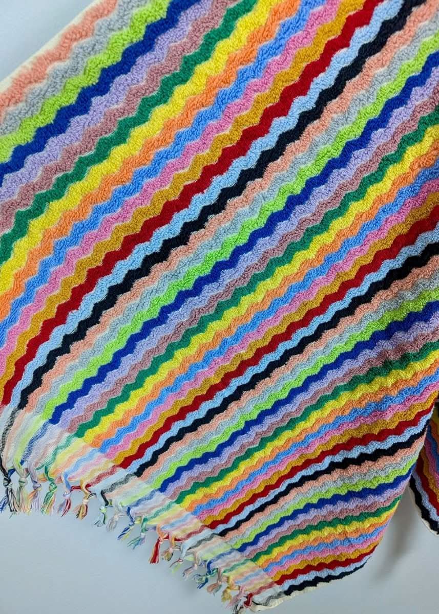 Limited Edition Rainbow Ripple Turkish Towel – Plush, Colorful, 100% Cotton Bath & Pool Towel (35" x 70")