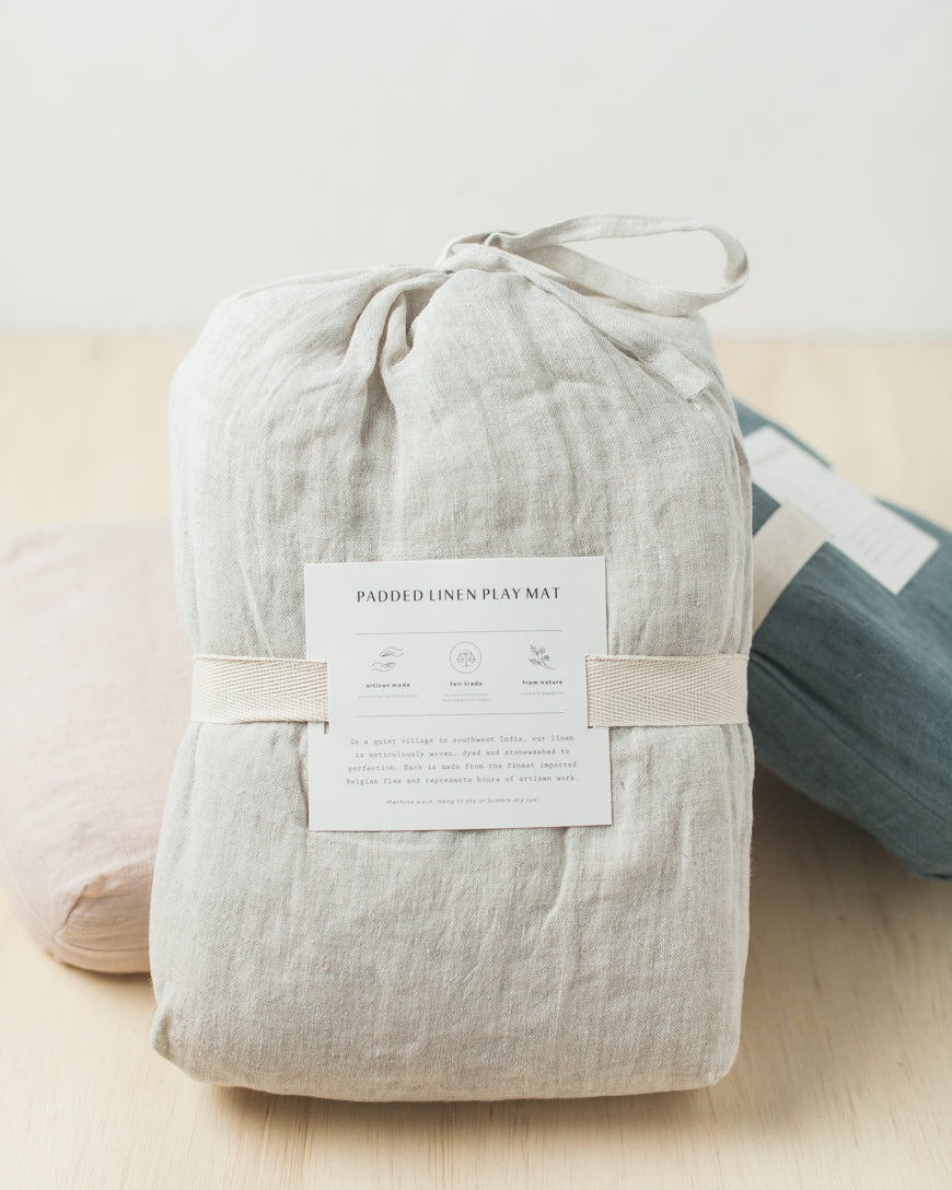 Stone Washed Linen Quilted Play Mat in - Baby & Toddler photo