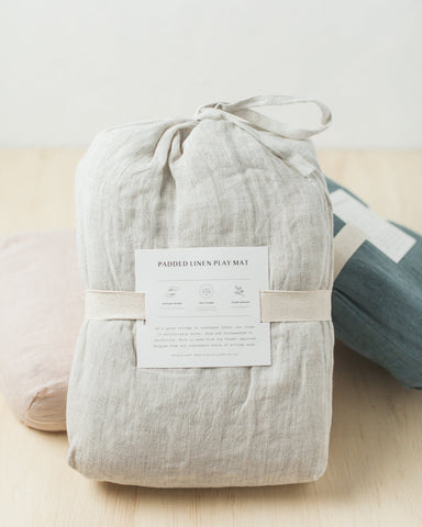 Stone Washed Linen Quilted Play Mat in - Baby & Toddler photo