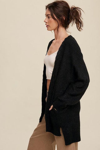 LISTICLE Cable Knit Open Front Long Cardigan - SwagglyLife Home & Fashion