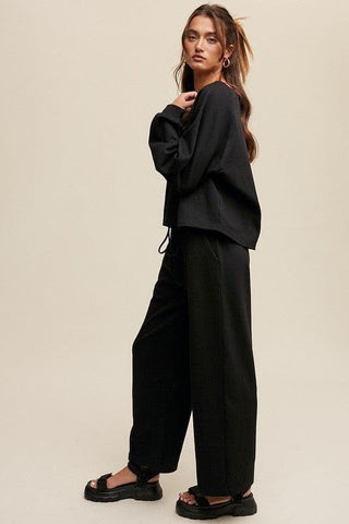 LISTICLE V-Neck Sweatshirt and Pants Set - SwagglyLife Home & Fashion