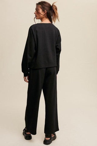 LISTICLE V-Neck Sweatshirt and Pants Set - SwagglyLife Home & Fashion