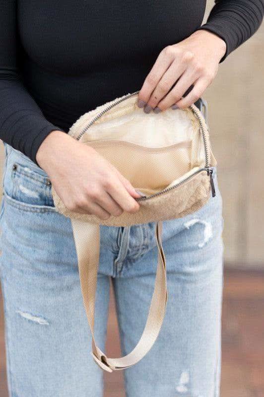 Lola Boucle Sherpa Sling/Belt Bag - SwagglyLife Home & Fashion