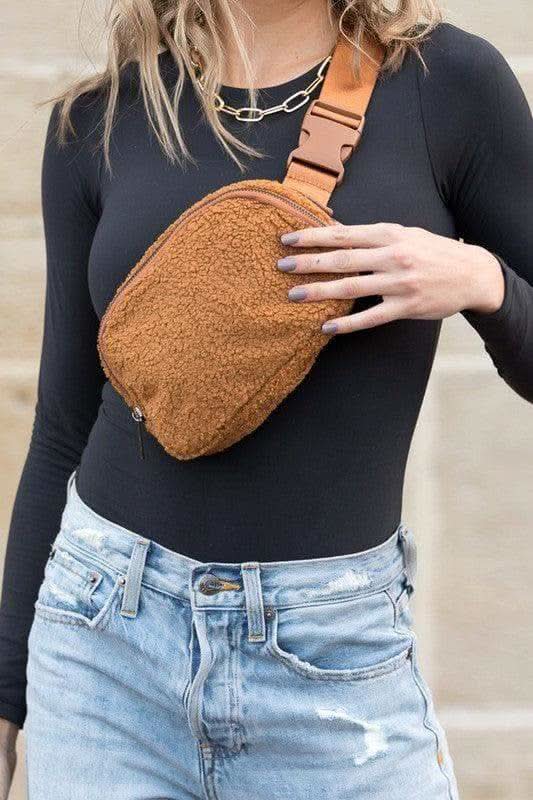 Lola Boucle Sherpa Sling/Belt Bag - SwagglyLife Home & Fashion