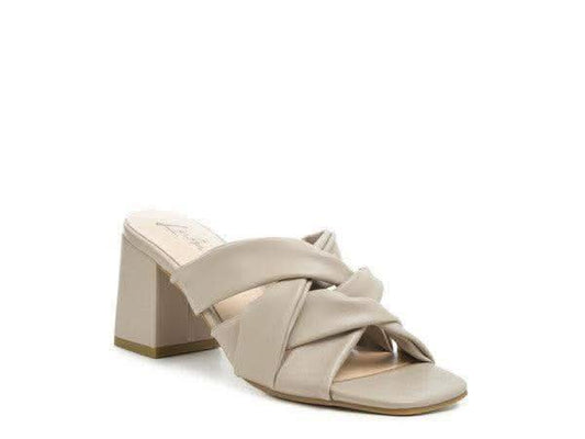 London Rag Knope Interwoven Straps Mid Heeled Sandals in Camel - Shoes photo