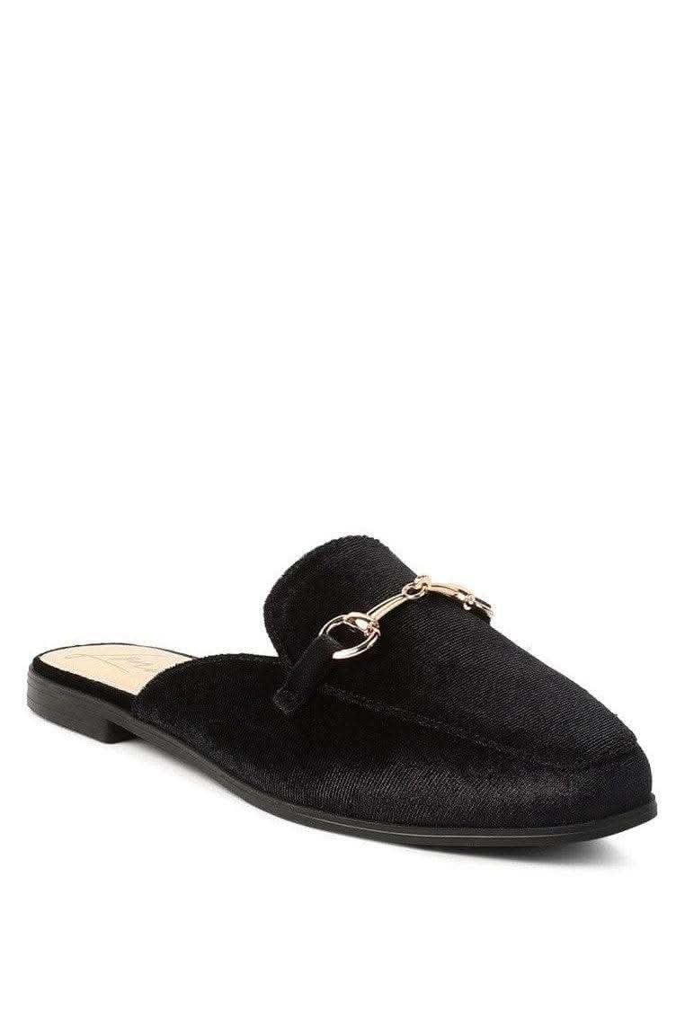 LONDON RAG Velvet Buckled Flat Mules - SwagglyLife Home & Fashion