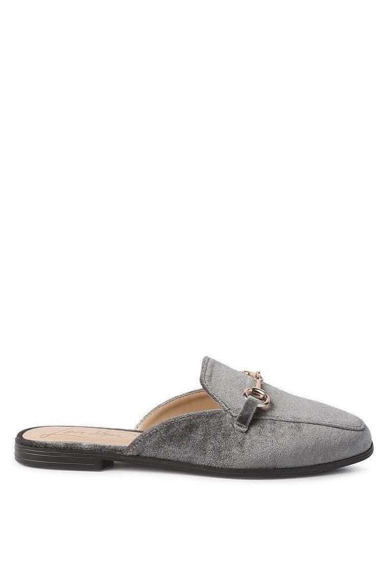 LONDON RAG Velvet Buckled Flat Mules - SwagglyLife Home & Fashion