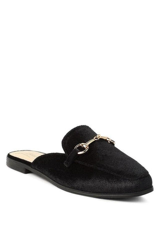 LONDON RAG Velvet Buckled Flat Mules - SwagglyLife Home & Fashion