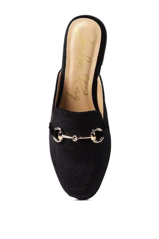 LONDON RAG Velvet Buckled Flat Mules in - Shoes photo