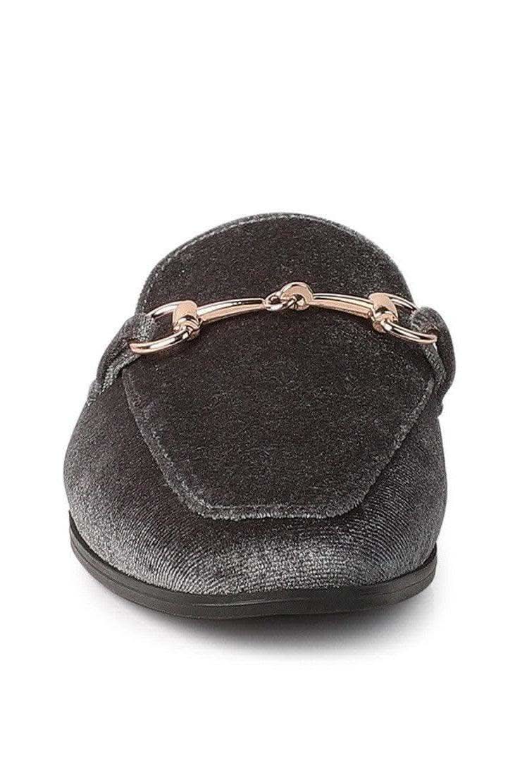 LONDON RAG Velvet Buckled Flat Mules - SwagglyLife Home & Fashion