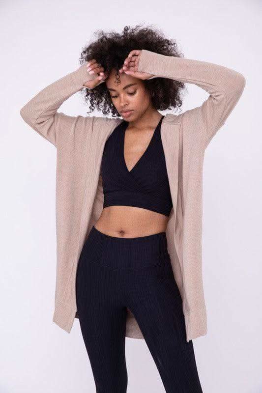 Longline Hooded Cardigan with Pockets, Natural in Natural - Shirts & Tops photo