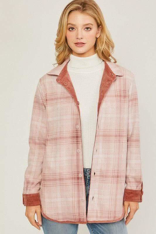 LOVE TREE Corduroy Reversible Button Down Jacket - SwagglyLife Home & Fashion