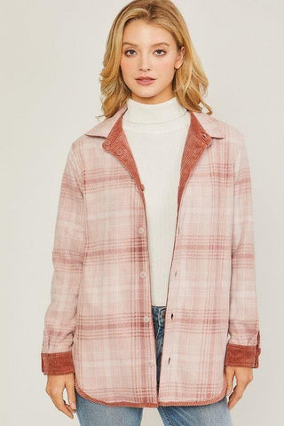 LOVE TREE Corduroy Reversible Button Down Jacket - SwagglyLife Home & Fashion