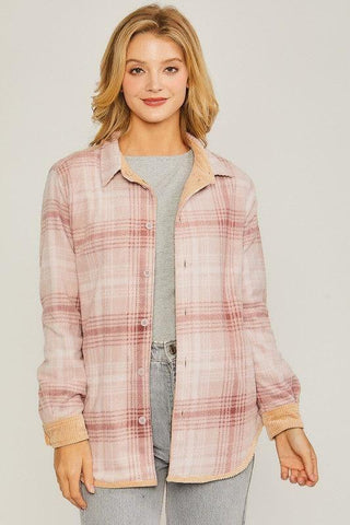 LOVE TREE Corduroy Reversible Button Down Jacket - SwagglyLife Home & Fashion