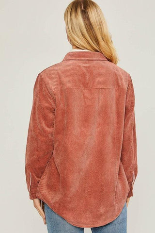 LOVE TREE Corduroy Reversible Button Down Jacket - SwagglyLife Home & Fashion
