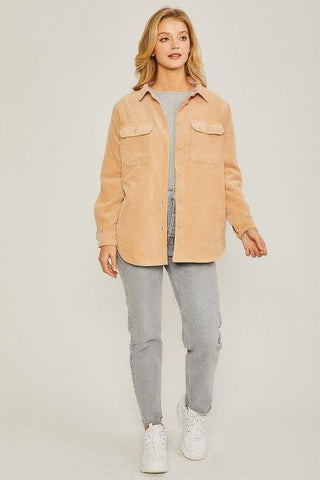 LOVE TREE Corduroy Reversible Button Down Jacket - SwagglyLife Home & Fashion