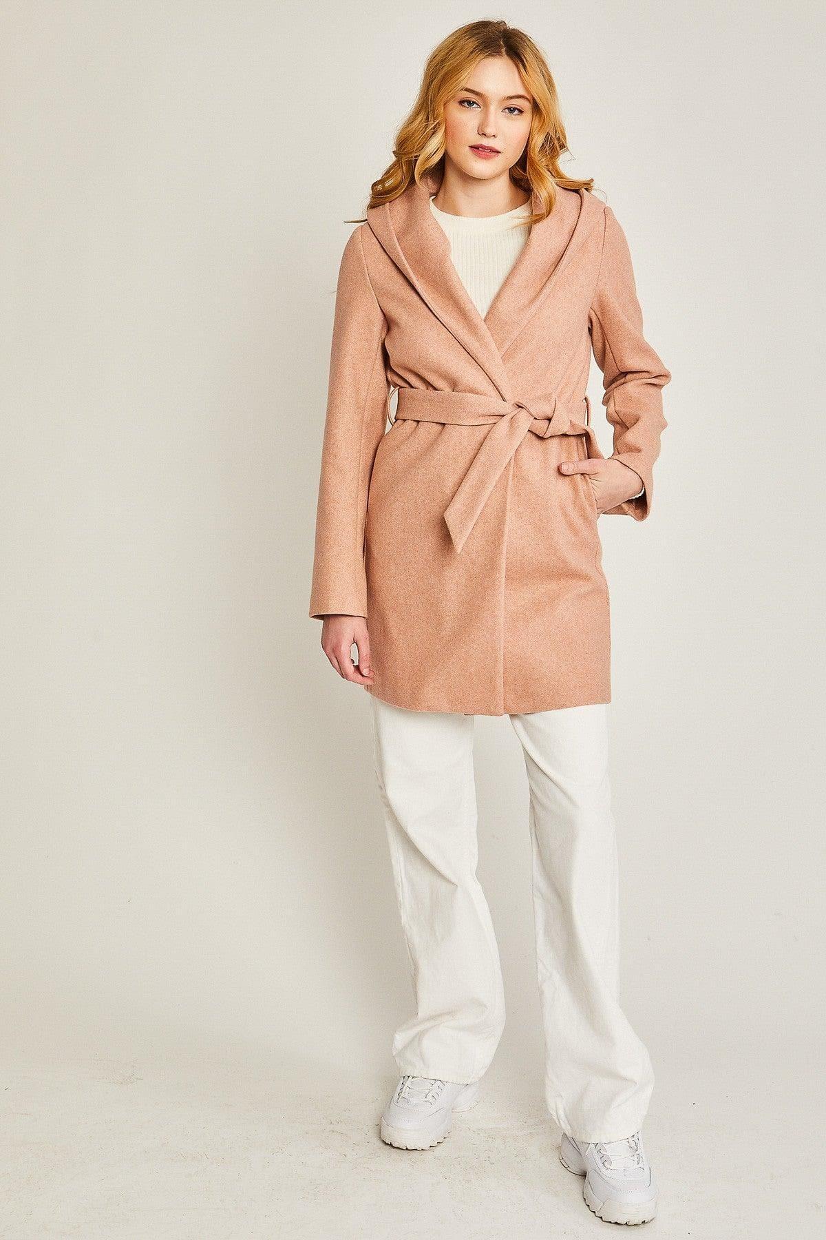 LOVE TREE JQ Fleece Belted Hoodie Coat - SwagglyLife Home & Fashion