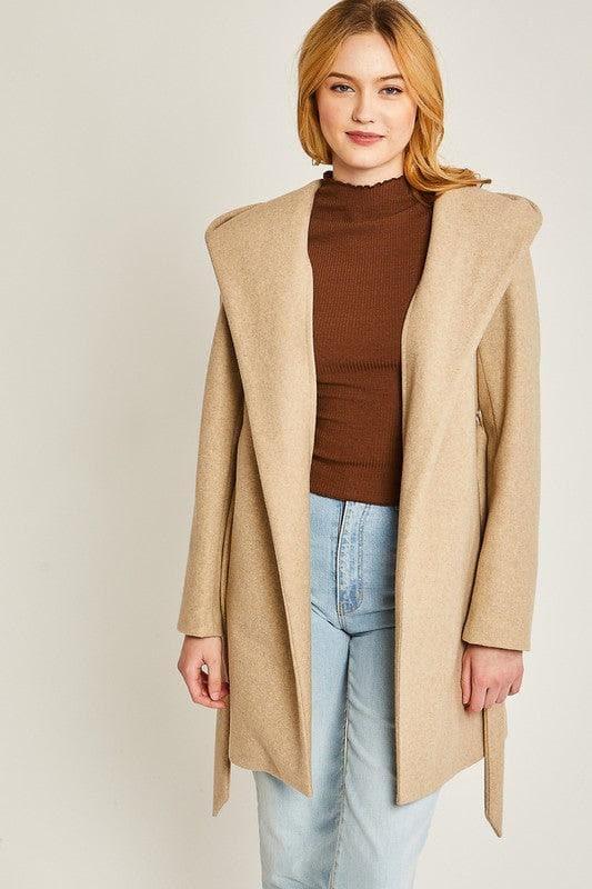 LOVE TREE JQ Fleece Belted Hoodie Coat - SwagglyLife Home & Fashion