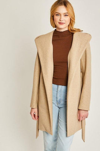 LOVE TREE JQ Fleece Belted Hoodie Coat - SwagglyLife Home & Fashion