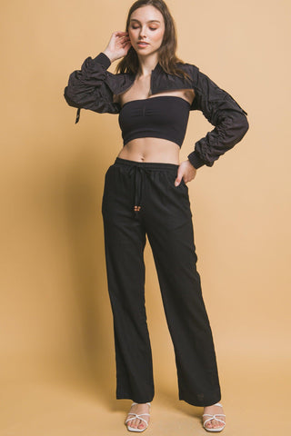 LOVE TREE Linen Drawstring Waist Long Pants with Pockets - SwagglyLife Home & Fashion
