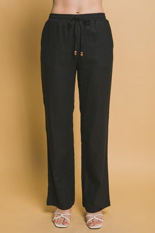 Linen Drawstring Waist Long Pants with Pockets - SwagglyLife Home & Fashion