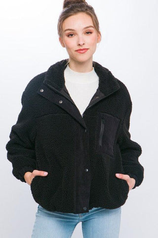 LOVE TREE Sherpa Puffer Jacket - SwagglyLife Home & Fashion