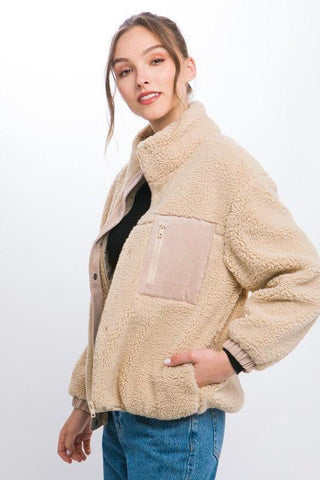 LOVE TREE Sherpa Puffer Jacket - SwagglyLife Home & Fashion