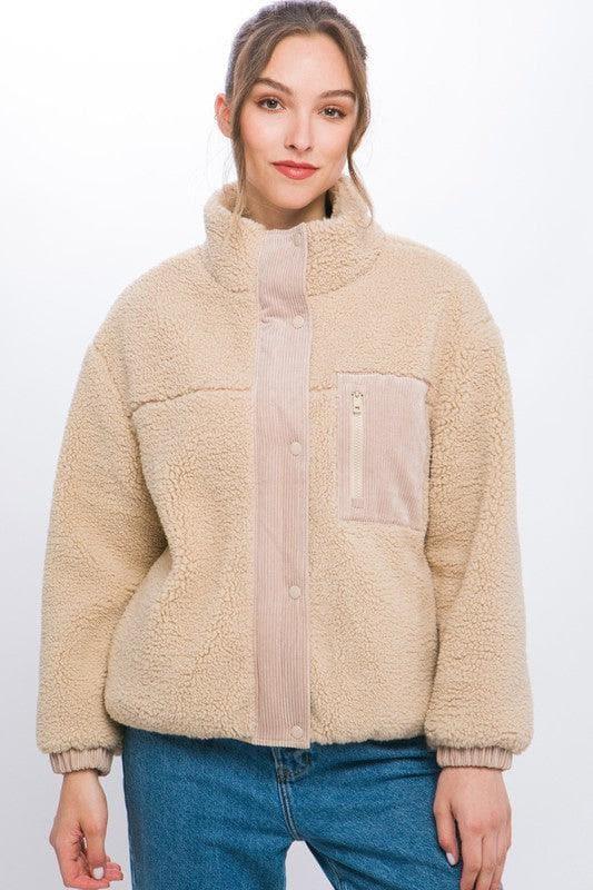 LOVE TREE Sherpa Puffer Jacket - SwagglyLife Home & Fashion