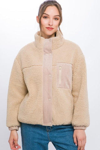 LOVE TREE Sherpa Puffer Jacket - SwagglyLife Home & Fashion