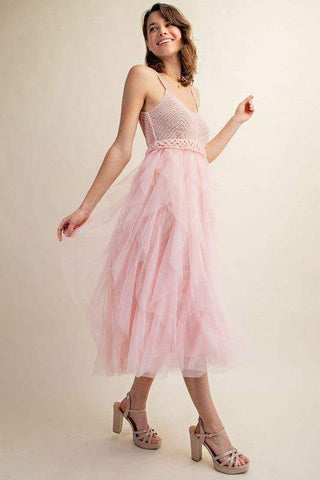 LOVELY Tulle Midi Crochet Dress - SwagglyLife Home & Fashion