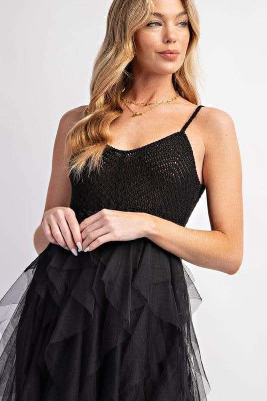LOVELY Tulle Midi Crochet Dress - SwagglyLife Home & Fashion