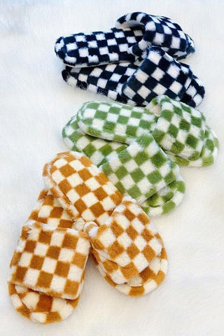 Luxe Lounge Checker Cozy Slippers - SwagglyLife Home & Fashion