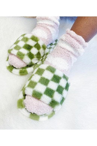 Luxe Lounge Checker Cozy Slippers - SwagglyLife Home & Fashion