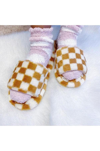Luxe Lounge Checker Cozy Slippers - SwagglyLife Home & Fashion