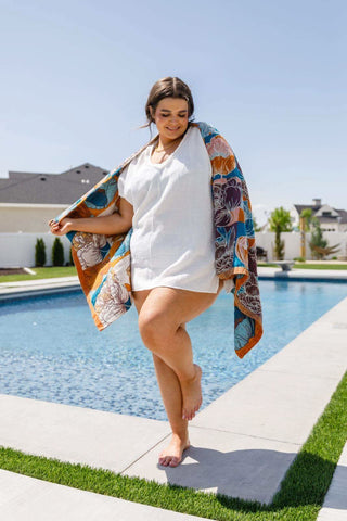 Luxury Beach Towel in Block Floral - SwagglyLife Home & Fashion