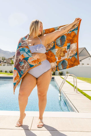 Luxury Beach Towel in Block Floral - SwagglyLife Home & Fashion