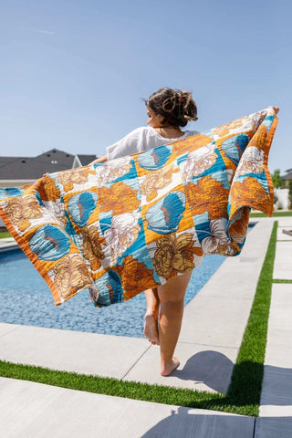 Luxury Beach Towel in Block Floral - SwagglyLife Home & Fashion