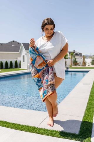 Luxury Beach Towel in Block Floral - SwagglyLife Home & Fashion