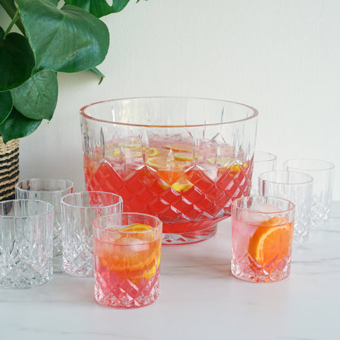 Admiral Crystal Punch Bowl and Tumbler Set in - product_type::pitchers_and_dispensers photo