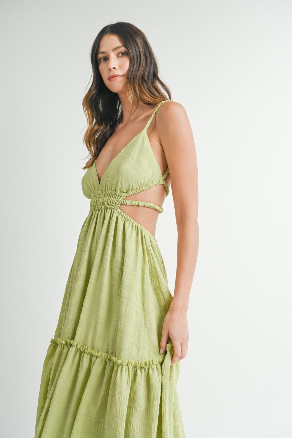 MABLE Cutout Waist Backless Maxi Dress - SwagglyLife Home & Fashion