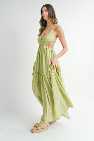 MABLE Cutout Waist Backless Maxi Dress - SwagglyLife Home & Fashion