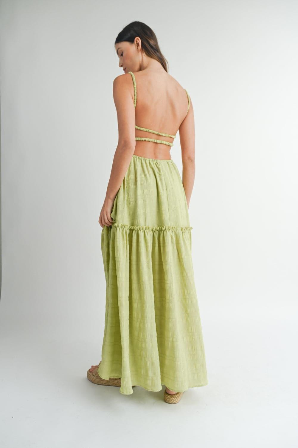 MABLE Cutout Waist Backless Maxi Dress - SwagglyLife Home & Fashion