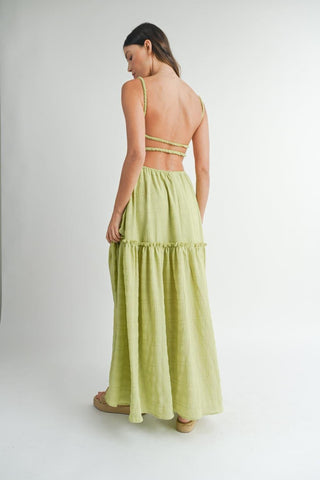 MABLE Cutout Waist Backless Maxi Dress - SwagglyLife Home & Fashion