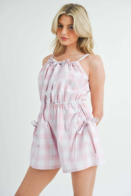 MABLE Plaid Sleeveless Button Down Romper in - Jumpsuits & Rompers photo