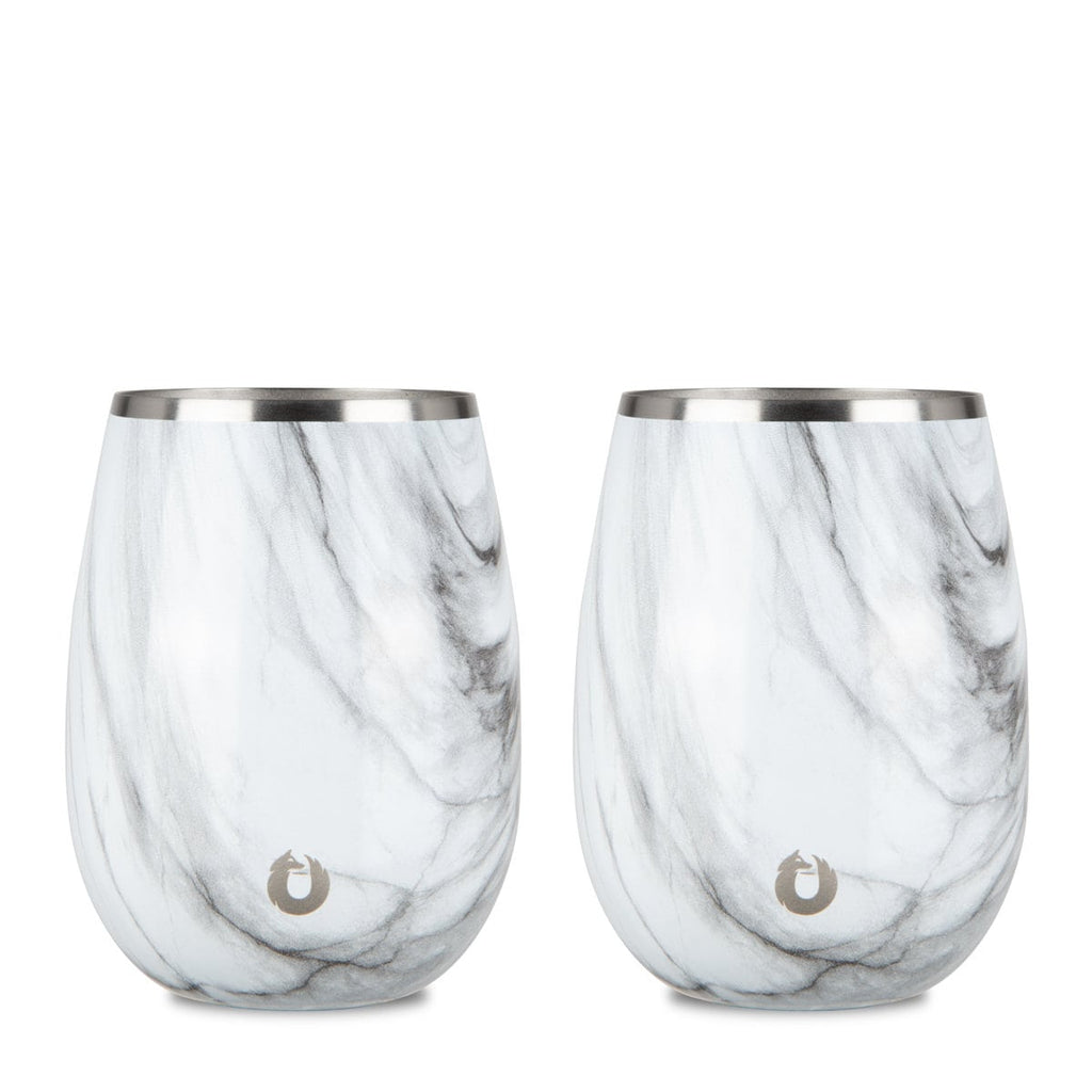 Stainless Steel Grand Pinot Wine Glass, Set of 2 - Marble in - Drinkware photo