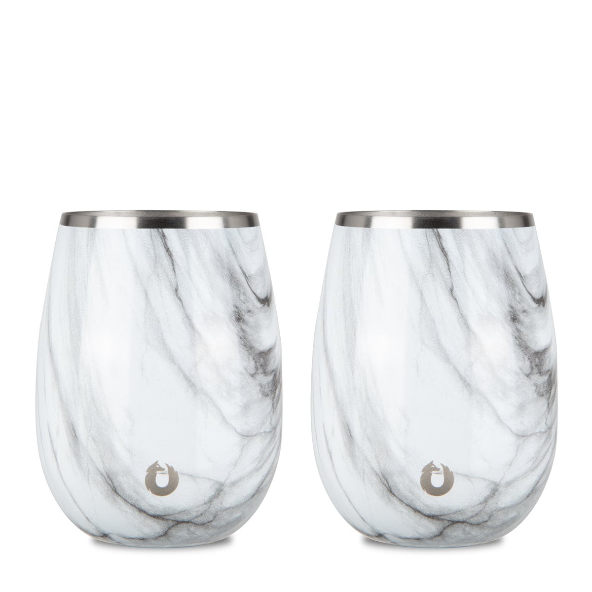 Stainless Steel Grand Pinot Wine Glass, Set of 2 - Marble in - Drinkware photo