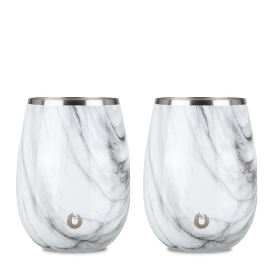 Stainless Steel Grand Pinot Wine Glass, Set of 2 - Marble in - Drinkware photo