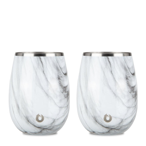 Stainless Steel Grand Pinot Wine Glass, Set of 2 - Marble in - Drinkware photo