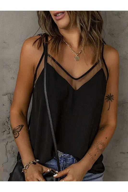 Mary V-Neck Spaghetti Strap Cami in Black - Shirts & Tops photo