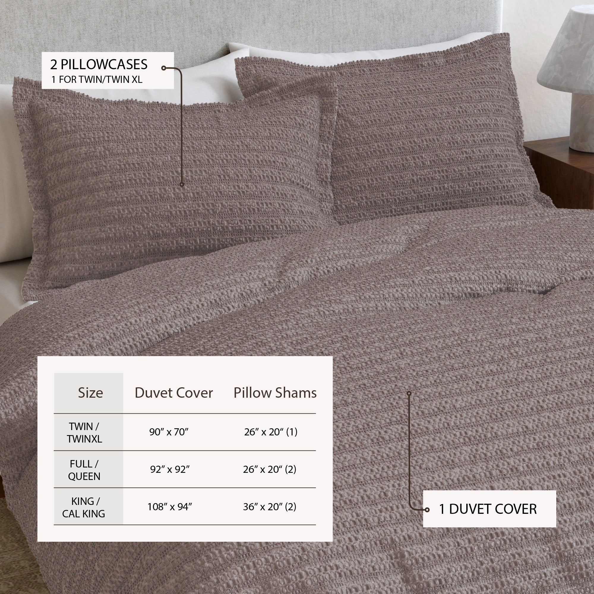 100% Cotton Honeycomb Waffle Duvet Set - Mattea Collection in - Duvet photo